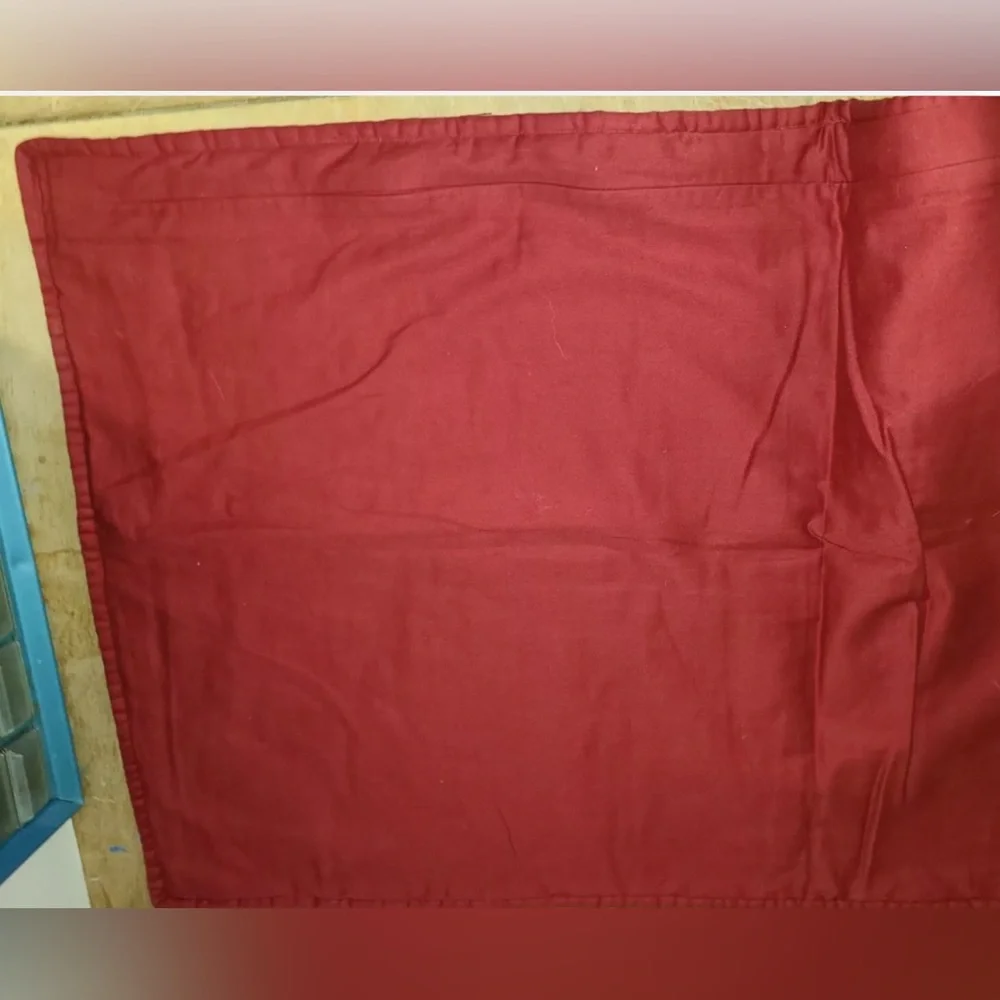 Crate & Barrel Red Velvet Pick Stitch King Shams -2